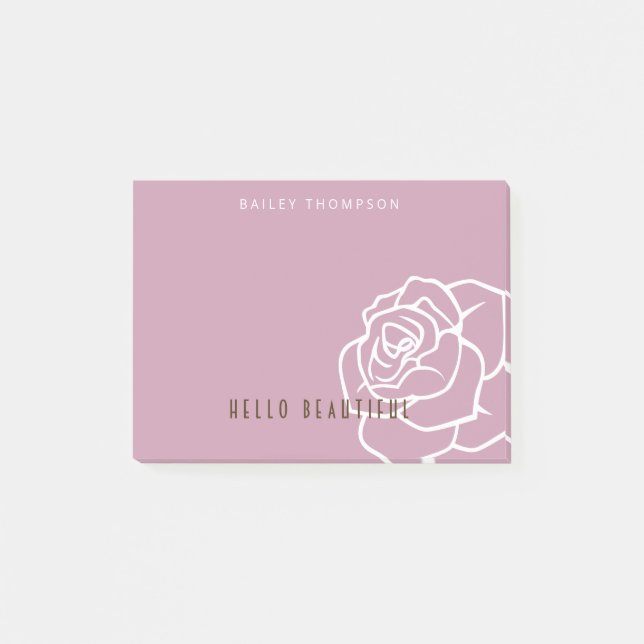 Notas Post-it® Hola Hermoso - Rosa Rosa Chic Moderno (Anverso)