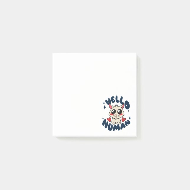 Notas Post-it® Hola humano Gato Lindo (Anverso)