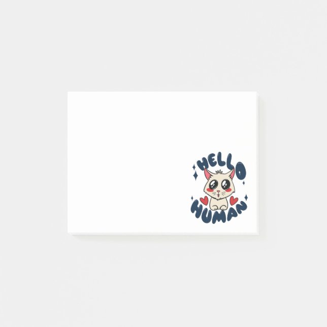 Notas Post-it® Hola humano Gato Lindo (Anverso)