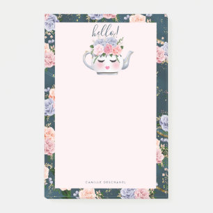 Notas Post-it® Hola modelo floral de la tetera de las pestañas