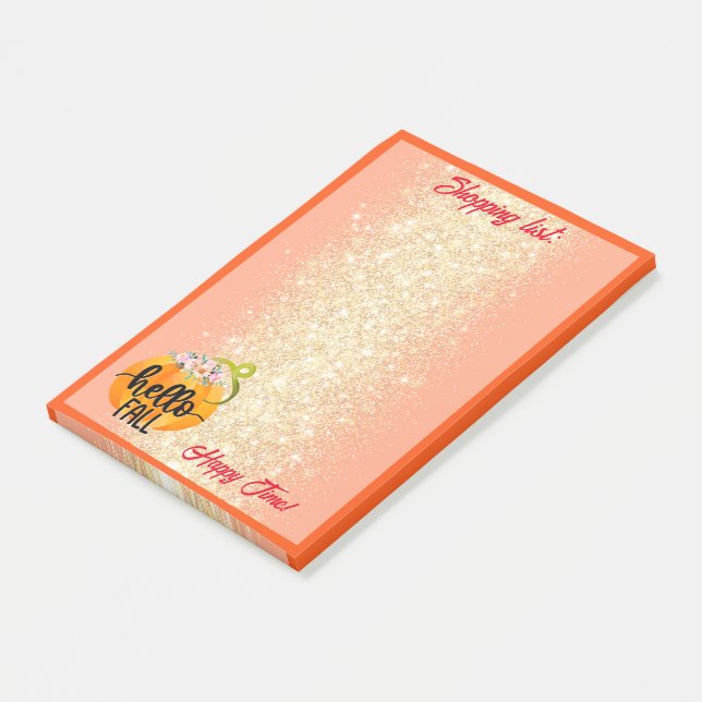 Notas Post-it® Hola Personalizar otoño texto y color (En perspectiva)