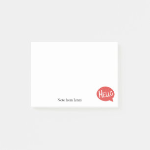 Notas Post-it® Hola saludando nombre de encargo del texto de la