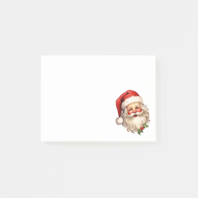 Notas Post-it® Holly Jolly Santa Claus Navidades de estilo retro (Anverso)