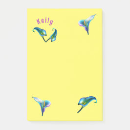 Notas Post-it® Holografía azul irlandesa Calla Lilies
