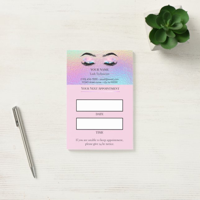 Notas Post-it® Holographic Lash appointment (Oficina)