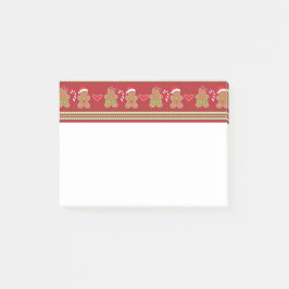 Notas Post-it® Hombre de pan de jengibre franjas horizontales roj