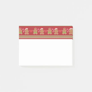 Notas Post-it® Hombre de pan de jengibre franjas horizontales roj