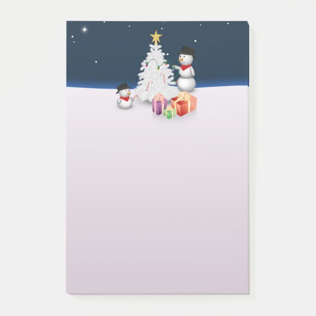Notas Post-it® Hombres de nieve con árbol de Navidad (Anverso)