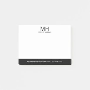 Notas Post-it® Hombres Monogramados Negros