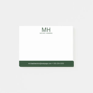 Notas Post-it® Hombres Monogramados Verdes