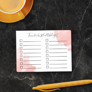Notas Post-it® Hora de trabajar Lista de tareas acuarela coral