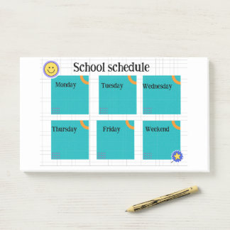 Notas Post-it® Horario de clase divertido y colorido