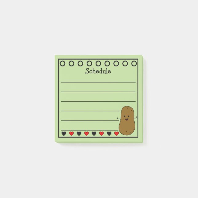 Notas Post-it® Horario de Patata Feliz Verde (Anverso)