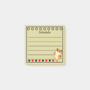 Notas Post-it® Horario Gato Naranja Jengibre Amarillo