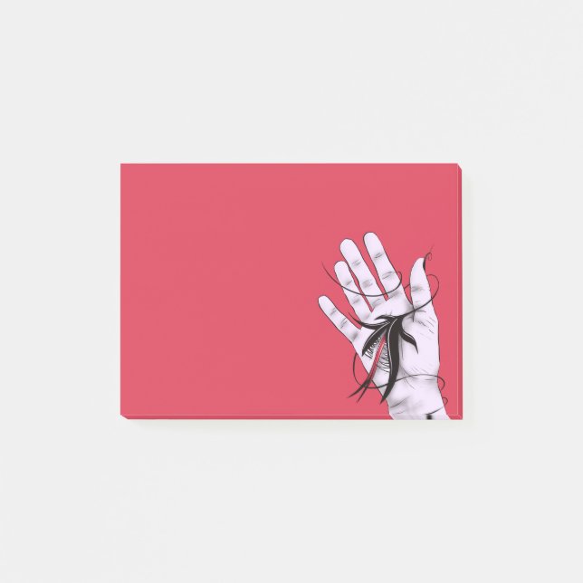 Notas Post-it® Horror Gótico Hand Biting Flor Monster Macab Art (Anverso)