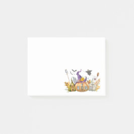 Notas Post-it® Hospedaje de calabaza con fantasma y murciélagos