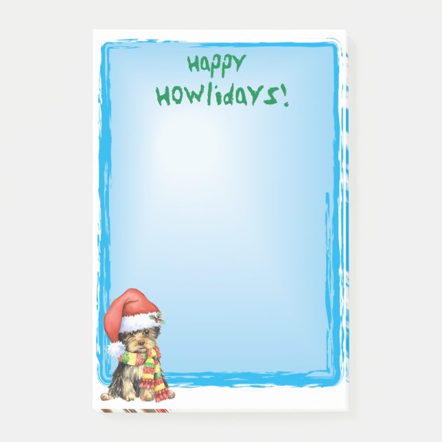 Notas Post-it® Howlidays feliz Yorkie (Anverso)