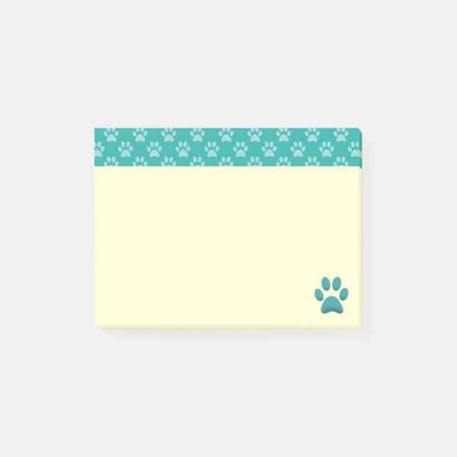 Notas Post-it® Huellas de patas azules (Anverso)