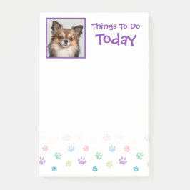 Notas Post-it® Huellas de patas pintadas con arcoíris con inserto