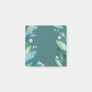 Notas Post-it® Huerto botánico floral verde azulado acuarela
