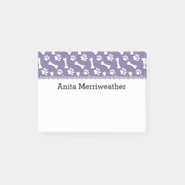 Notas Post-it® Huesos de perro y patas púrpuras conocidos de