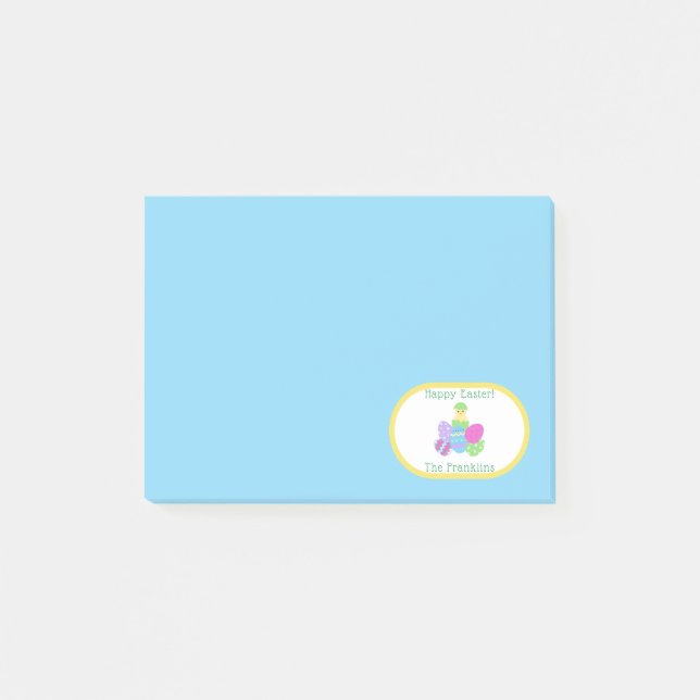 Notas Post-it® Huevos de Pascua y Papel Azul Brillante (Anverso)