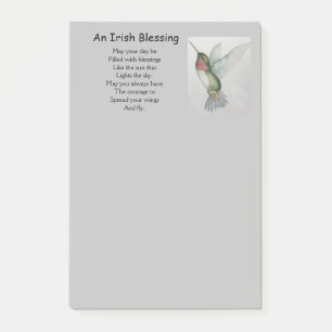Notas Post-it® Hummingbird con bendición irlandesa inspira inspi