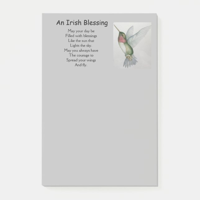 Notas Post-it® Hummingbird con bendición irlandesa inspira inspir (Anverso)