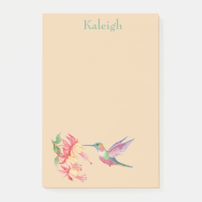 Notas Post-it® Hummingbird y Flowers personalizados publica su no (Anverso)