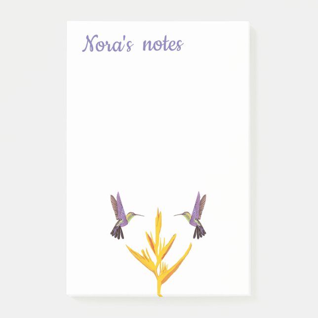 Notas Post-it® Hummingbirds Flor amarilla (Anverso)