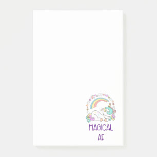 Notas Post-it® Humor - AF mágico. Unicornio, arcoiris y estufas