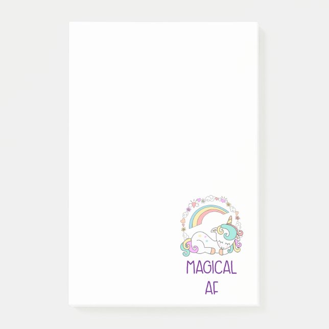 Notas Post-it® Humor - AF mágico. Unicornio, arcoiris y estufas (Anverso)