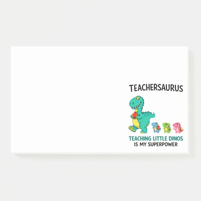 Notas Post-it® Humor de Teachersaurus con pequeños dinosaurios (Anverso)