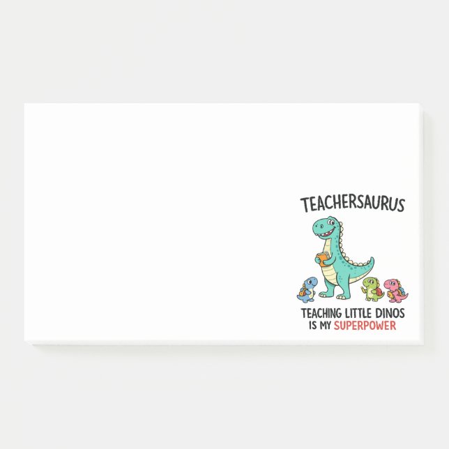 Notas Post-it® Humor de Teachersaurus con pequeños dinosaurios (Anverso)