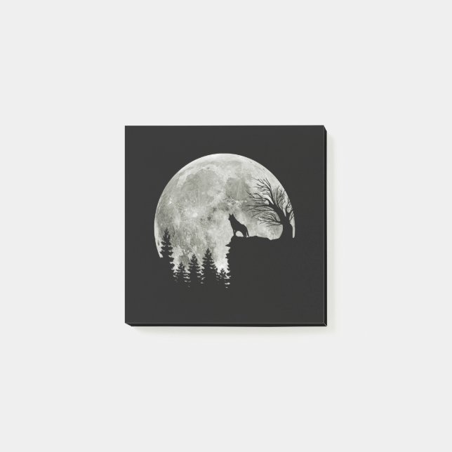 Notas Post-it® Husky Stand On Mountain Spooky Halloween Moon (Anverso)