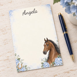 Notas Post-it® Hydrangea Azul Bay Saddlebred Personalizada