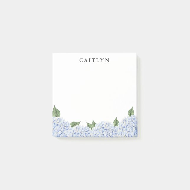 Notas Post-it® Hydrangea Azul Borde Acuarela Personalizado (Anverso)
