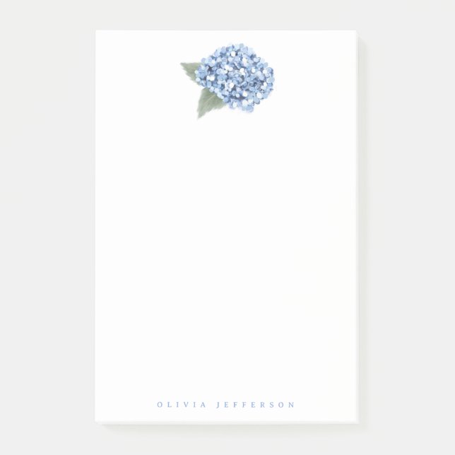 Notas Post-it® Hydrangea Azul Pintada Flor Personalizada (Anverso)