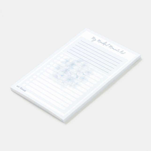Notas Post-it® Hydrangea Blue 'My Mindful Moments Lists' de LeahG (En perspectiva)
