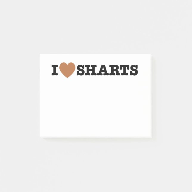 Notas Post-it® I Heart Sharts Gráfica divertida (Anverso)