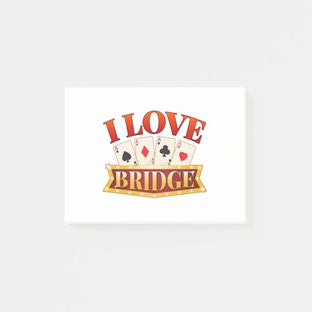 Notas Post-it® I Love Bridge Card Game Player (Anverso)