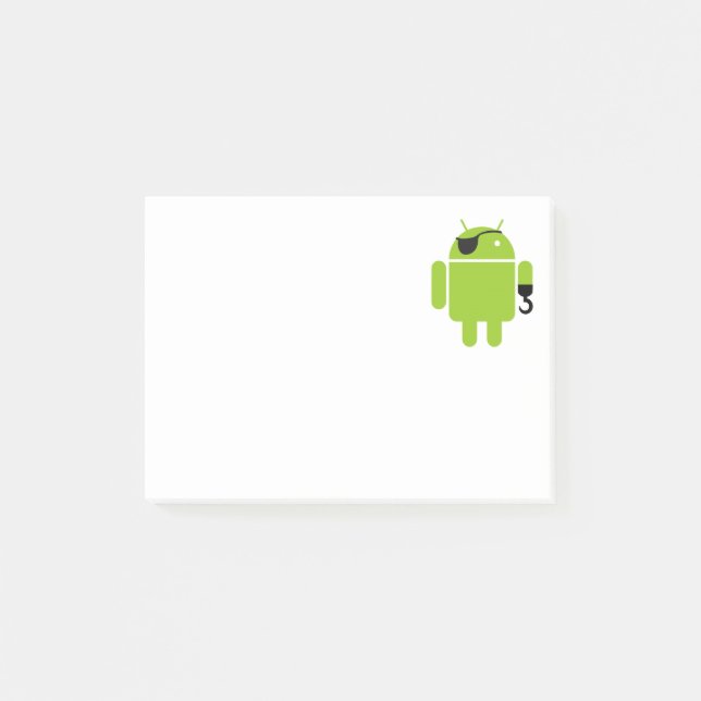Notas Post-it® Icono androide del robot como pirata (Anverso)