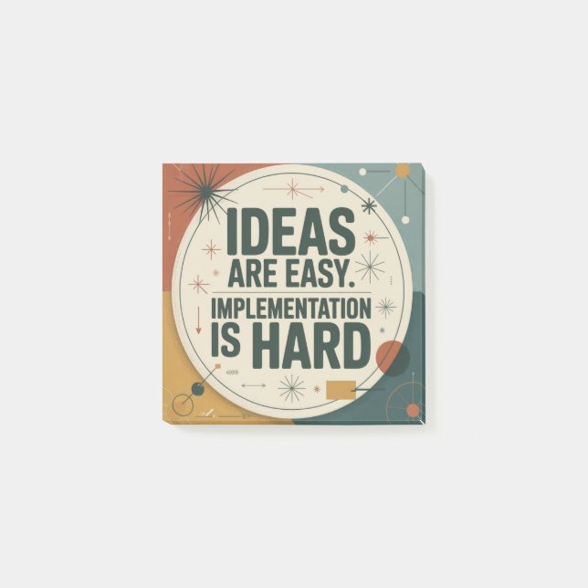 Notas Post-it® Ideas Are Easy. Implementation Is Hard (Anverso)
