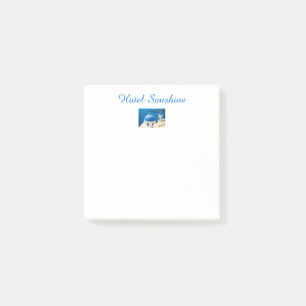 Notas Post-it® Iglesia de Grecia Santorini foto azul y texto