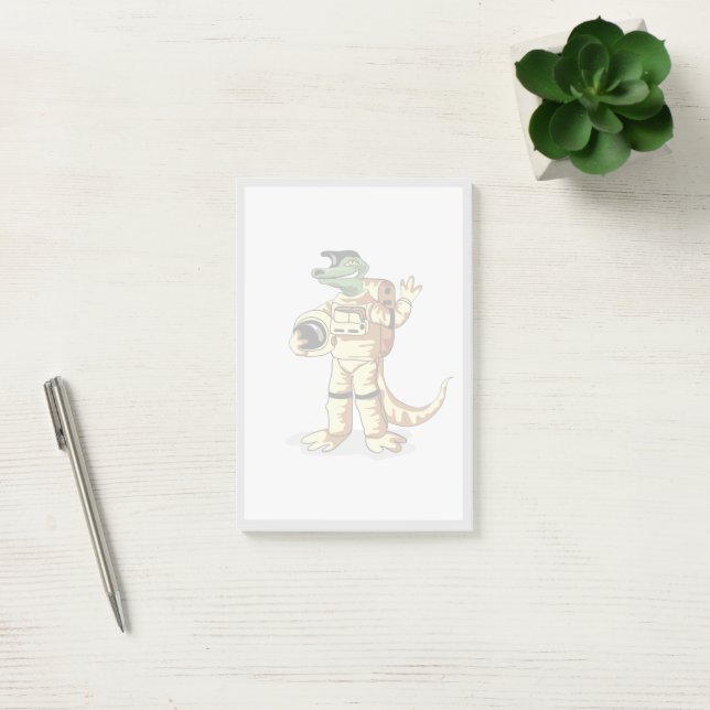 Notas Post-it® Iguanodon Vestido En Un Espacio Cosmonauta. (Oficina)