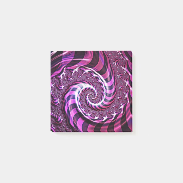Notas Post-it® Ilusión espiral rosa y negra (Anverso)