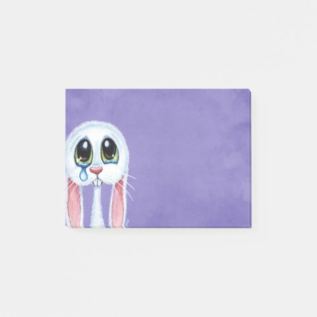 Notas Post-it® Ilustracion blanco gritador triste del conejo (Anverso)