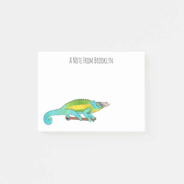 Notas Post-it® Ilustracion chameleon personalizado de Jackson (Anverso)