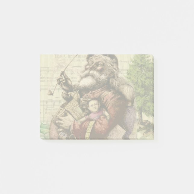 Notas Post-it® Ilustracion clásico Merry Santa Claus Tree (Anverso)