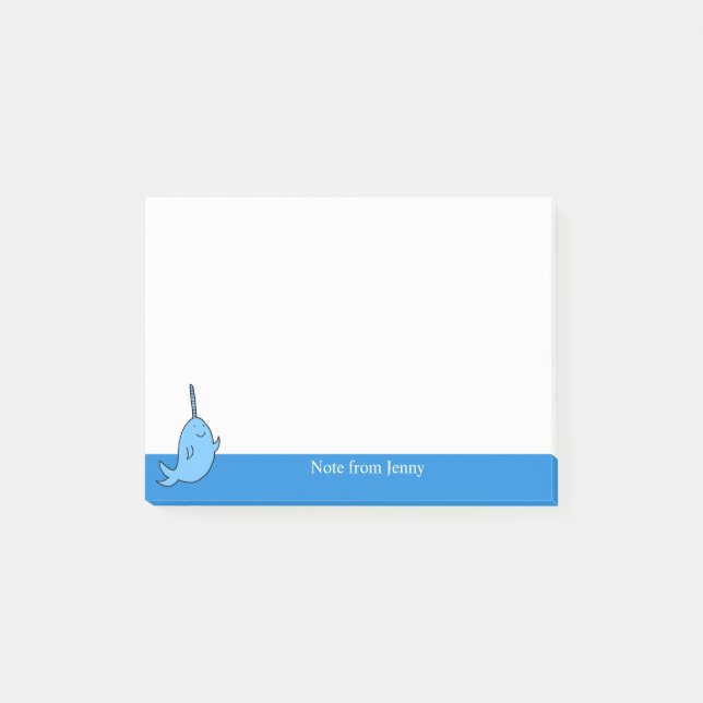 Notas Post-it® Ilustracion Cute Narwhal Personalizado Ocean Anima (Anverso)